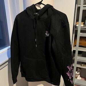 Black Hoodie with Purple Butterfly Design